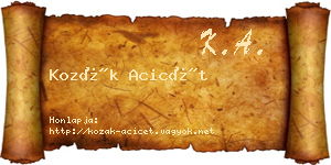 Kozák Acicét névjegykártya